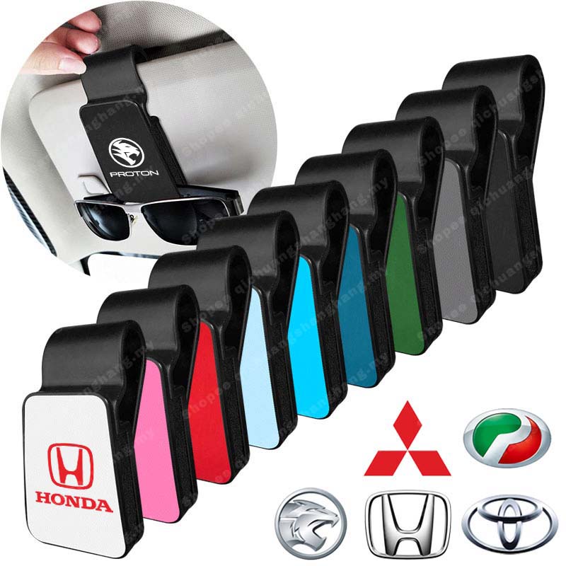 Car Sun Visor Glasses Holder Multifunctional Leather Eyeglasses