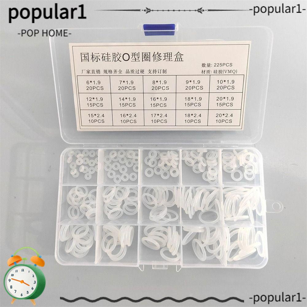 POP 225pcs O Ring Assortment Kit Silicone VMQ Rubber O Ring Washer