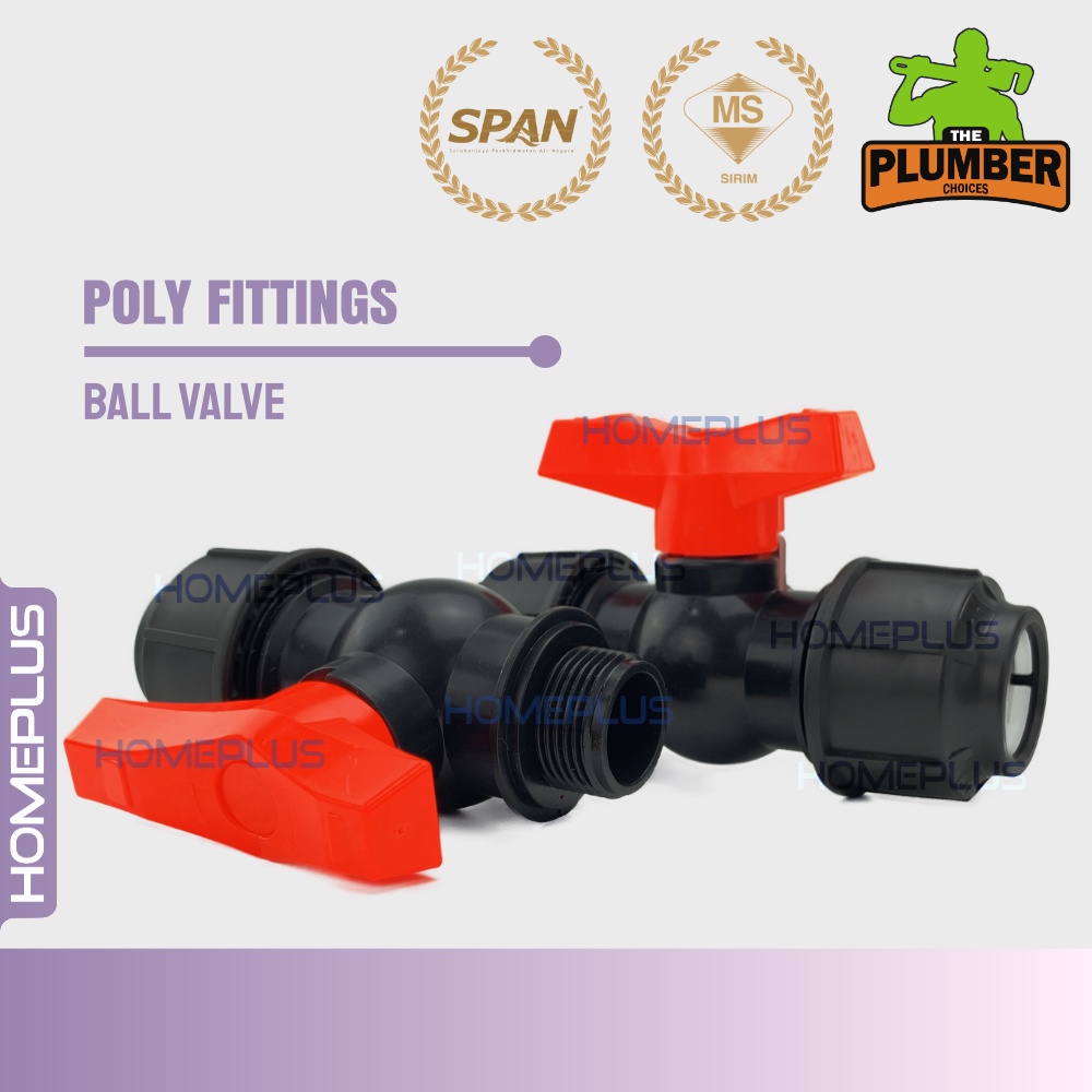 Homeplus HDPE PP Sirim Span Ball Valve Poly Fittings Pipe Connector