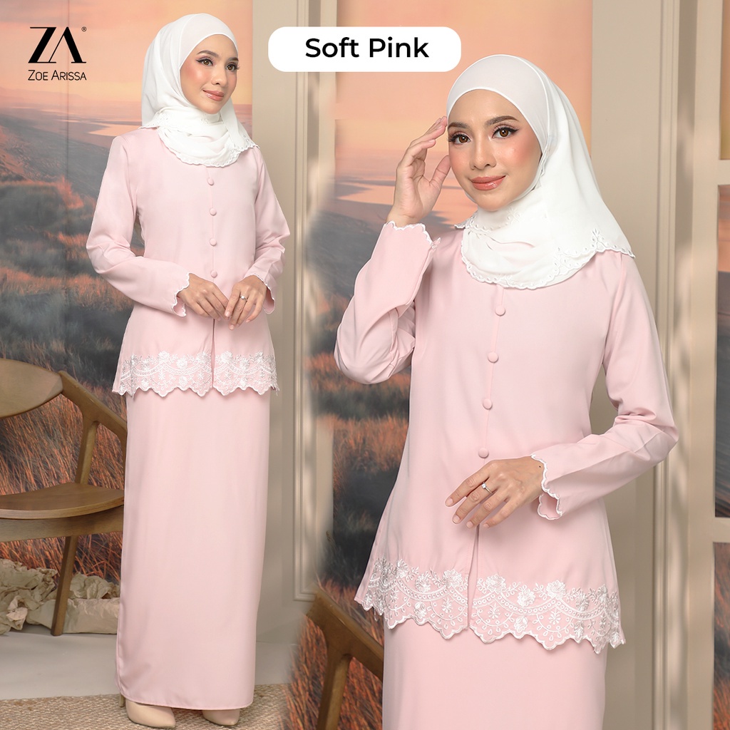 Zoe Arissa Baju Kurung Moden Aulilia Sulam Plain Baju Raya Haji