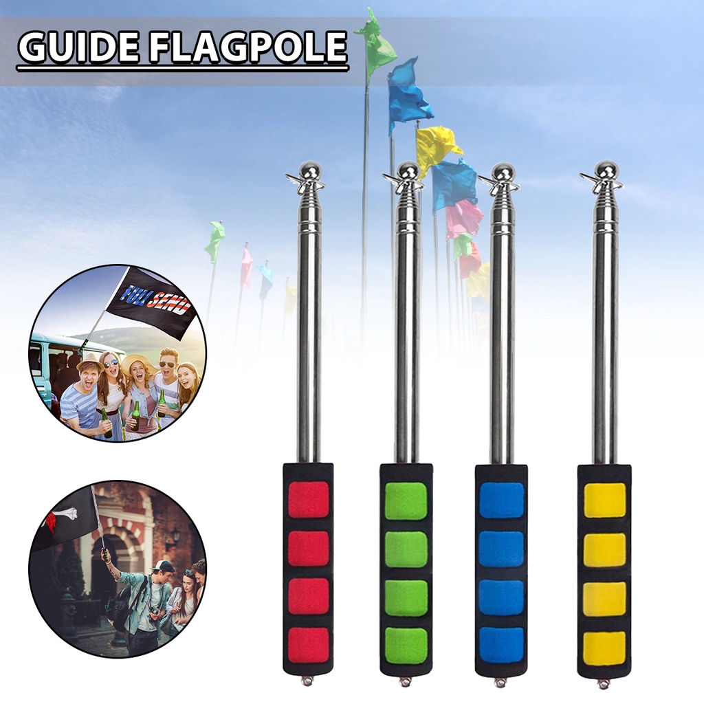 Tour Guide Flag Pole Telescoping Handheld Stainless Steel Extendable