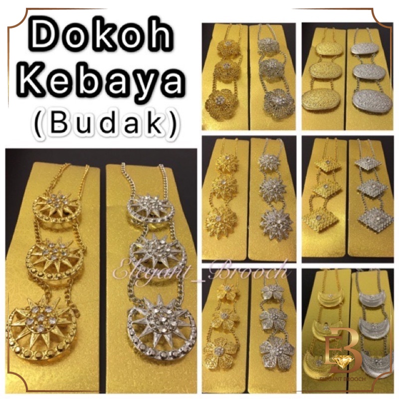 Kerongsang Dokoh Kebaya BUDAK Traditional Berantai Brooch Juntai