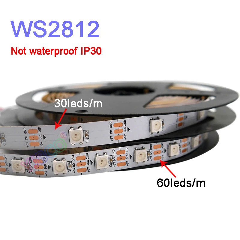 50m 10lots 5m Roll WS2812B Smart Pixel Led Strip Light DC5V 30 60