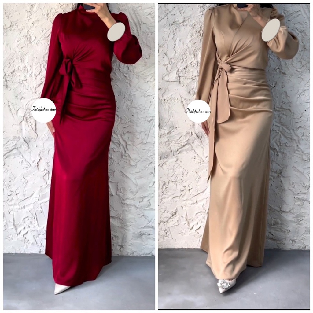 Padaka Attire Dyra Dress Lebaran Satin Dress Party Briedsmaid Kongan