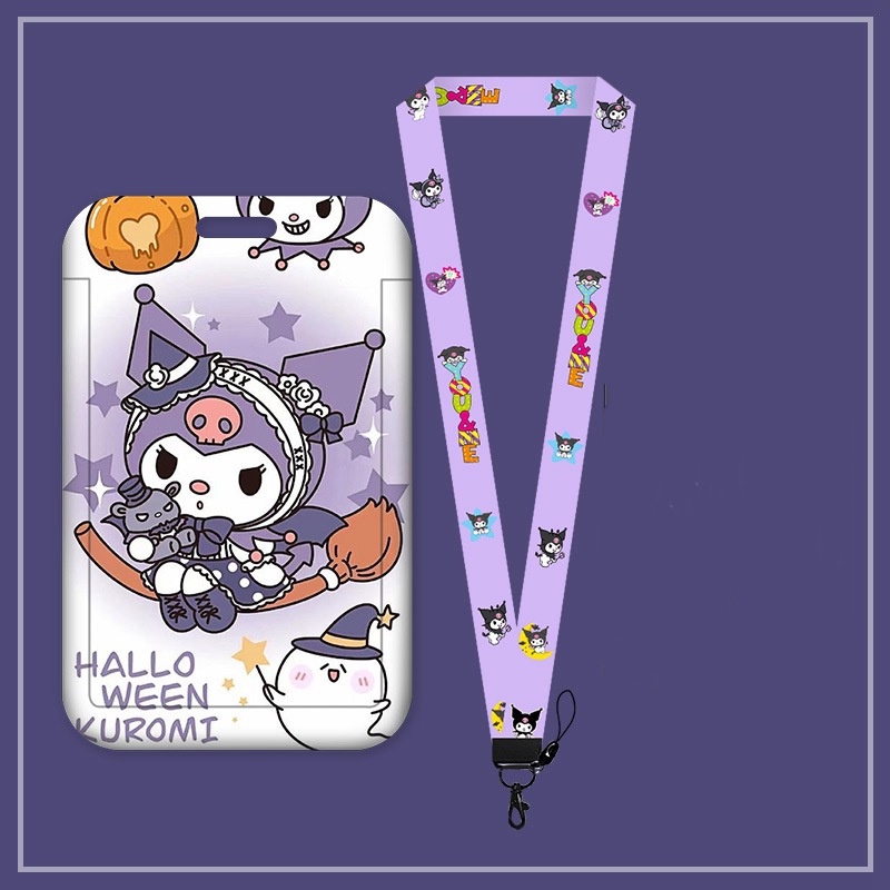 Sanrio Card Holder Cinnamoroll Case Set Kuromi Cartoon Cute Lanyards