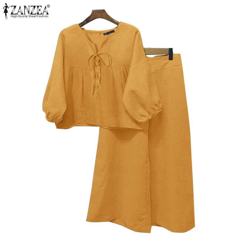 ZANZEA Women Vintage Fashion Round Neck Long Sleeve Pleated Tops