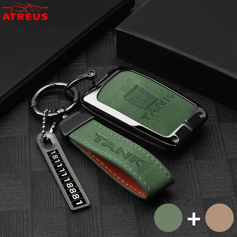 GWM Tank 300 HEV Zinc Alloy Leather Car Key Case Full Wrap Cover Smart