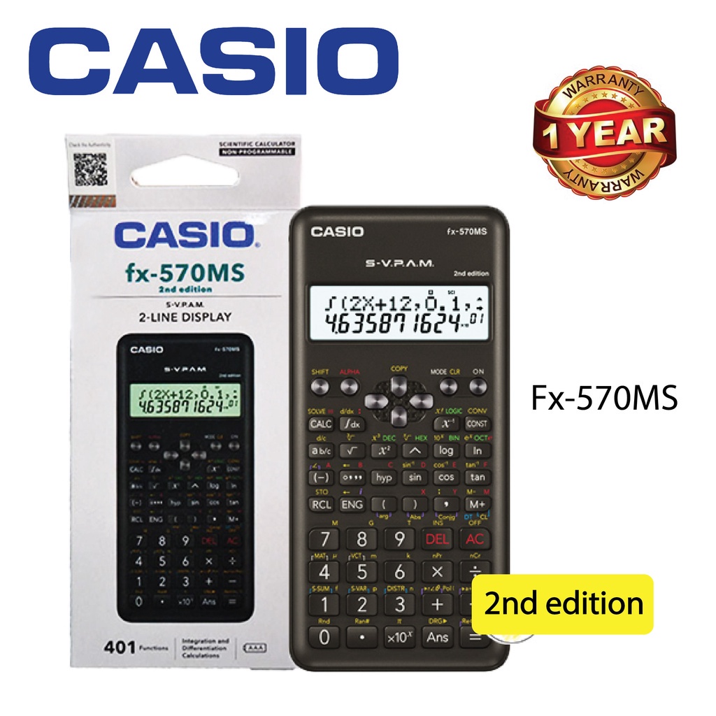 Casio Scientific Calculator FX 570MS 2nd Edition 1 Year Warranty