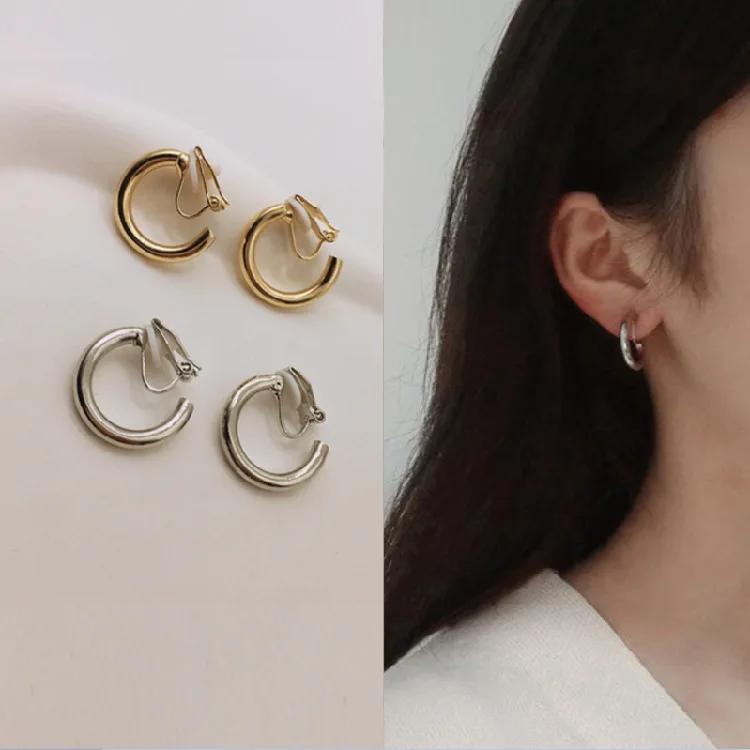 Metal Circle Earrings No Hole Ear Clips Round Clip Earring Without