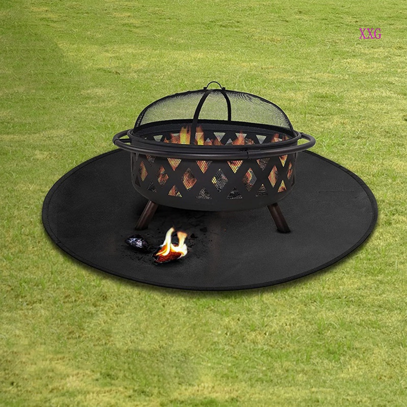 XXG 36inch Black Round Fireproof Mat Fire Basin Mat Barbecue Mat