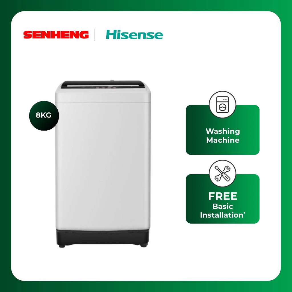 Hisense 8kg Fully Auto Top Load Washer HSE WTAR8011G Shopee Malaysia