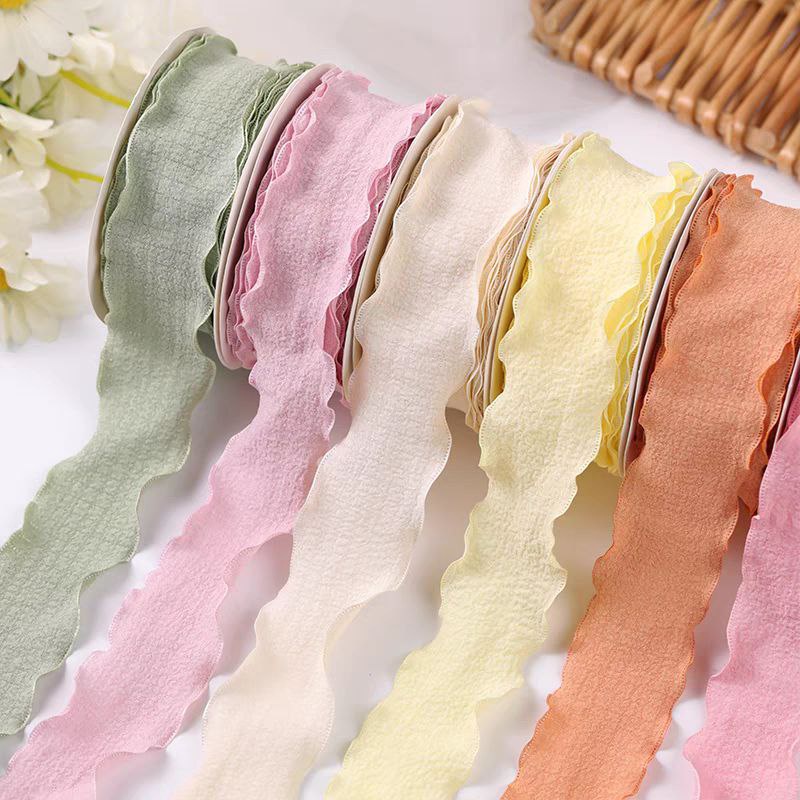 9 14meter 4 0CM Wrinkle Ribbon Reben Hadiah Riben Satin Organza