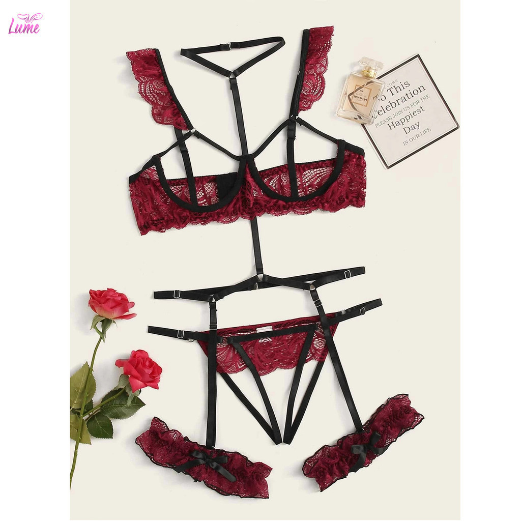 Women Pajamas Sexy Lingerie Set Lace Bras Set Underwear Bikini Set