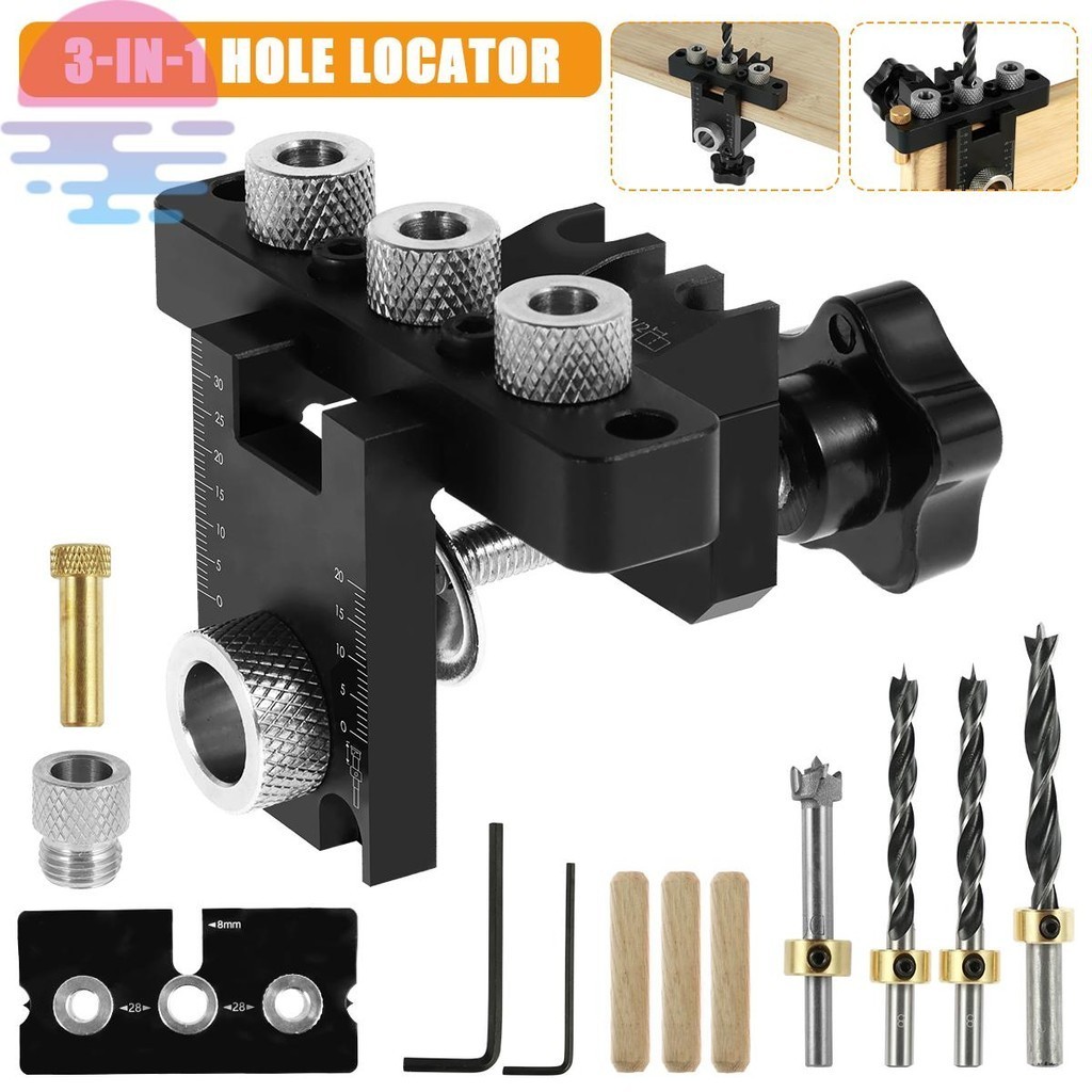 Dowel Jig Kit Aluminum Alloy In Drill Hole Guide Jig Drilling