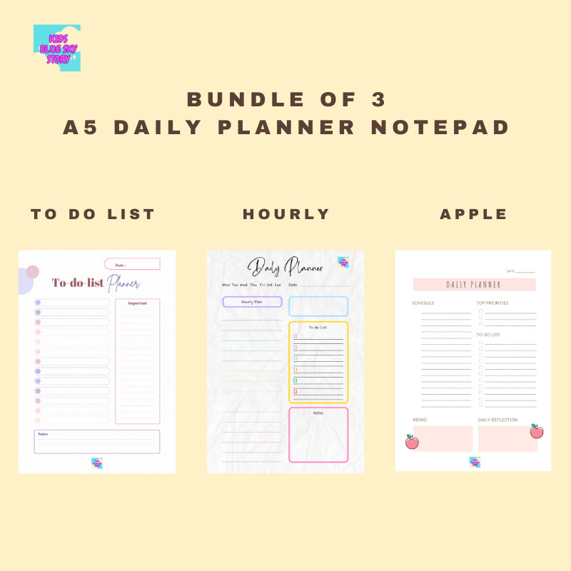 Bundle Deal 3 Design A5 Daily Planner Notepad 120sheets 100gsm Paper