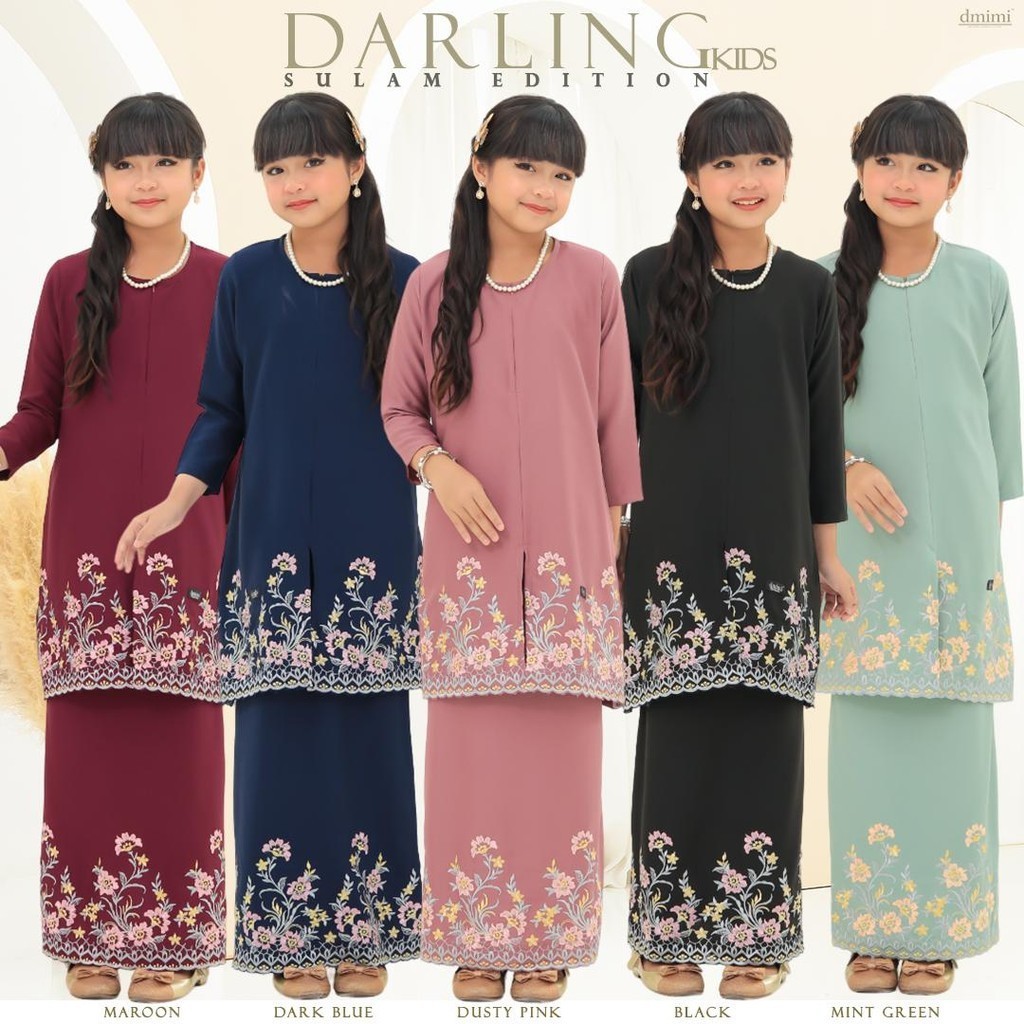 Dmimi Exclusive Baju Kurung Pahang Labuh Sulam Darling Budak New