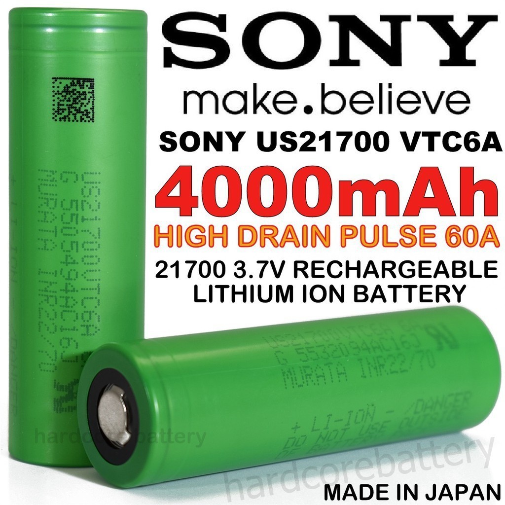 Authentic Sony VTC6A 21700 Rechargeable Lithium Ion 3 7V 4000mAh 30A