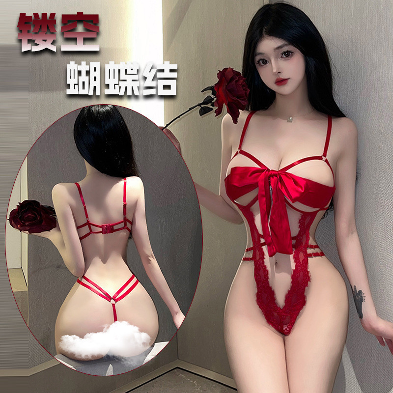 Love Ruru Sexy Lingerie Sexy Lace Up Hollow Bow Lace Midnight Charm