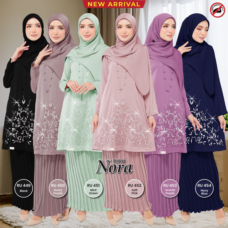 Kurung Riau NORA Baju Raya 2024 Viral Baju Kurung Riau Pleated Moden