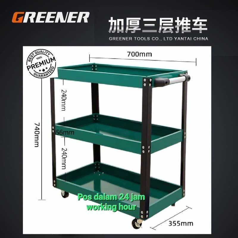 Pa Layers Service Cart Metal Steel Tool Trolley Kg Barang Garaj