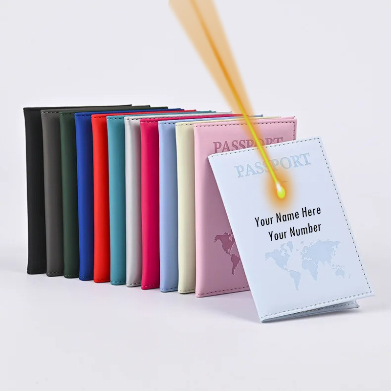 Personalized Name Small Mini Pu Leather Passport Holder For Travel Slim