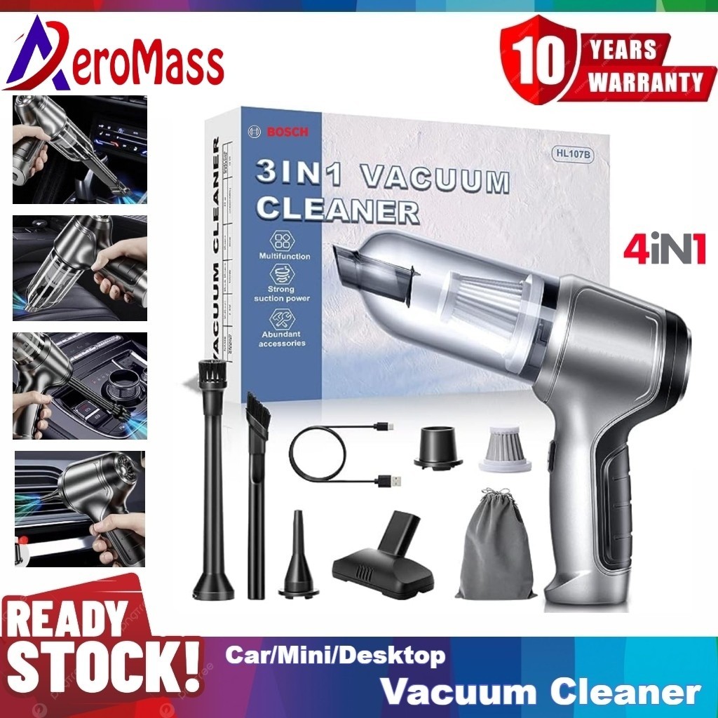 AEROMASS 4in1 Wireless Car Vacuum Cordless Cleaner Mini Vacum Kereta