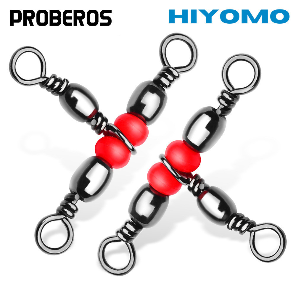 PROBEROS 10PCS Lot 3 Way Fishing Rolling Brass Barrel Triple Swivels