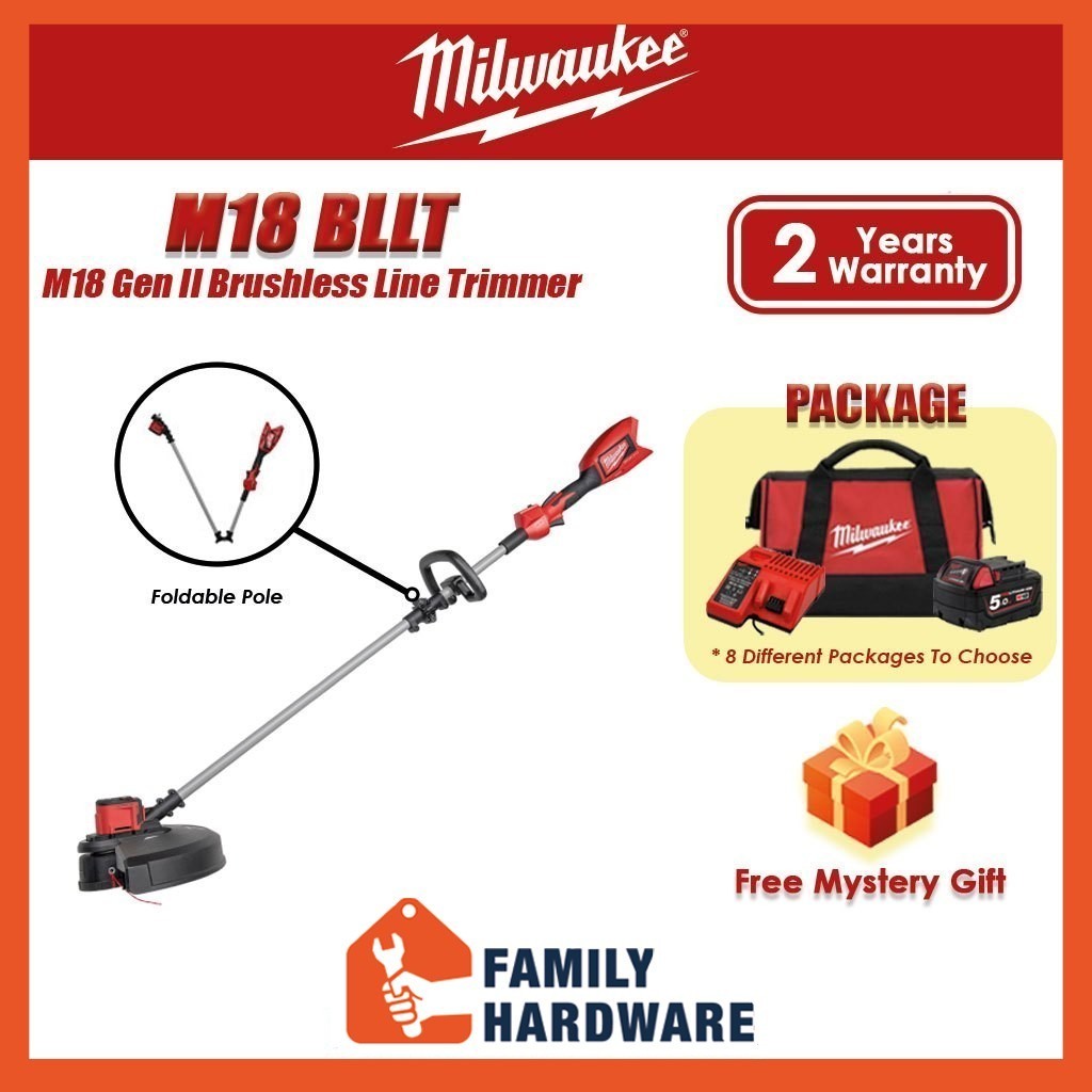 Milwaukee M Bllt V Gen Ii Cordless Brushless Line Trimmer Grass