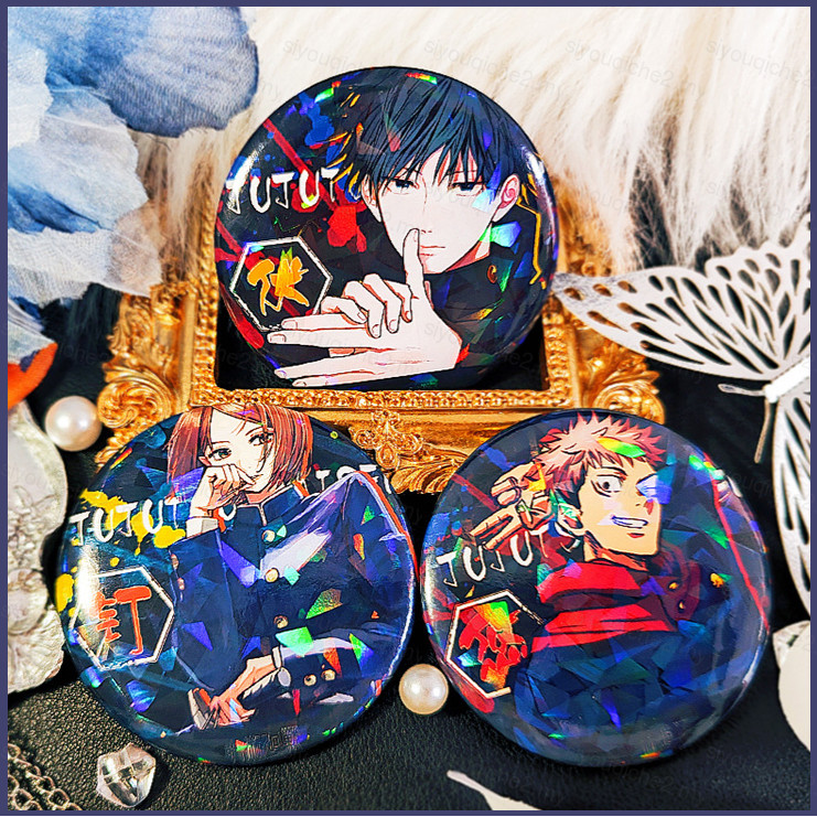 Jujutsu Kaisen Round Brooch Anime Pins Badge Cute Cartoon Gojo