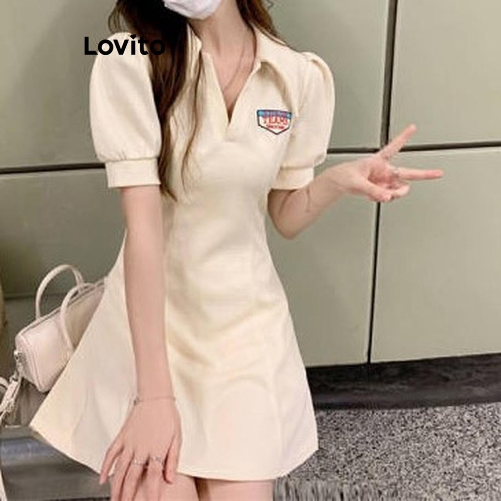 Lovito Preppy Letter Pattern Dress For Women LNE45303 Shopee Malaysia