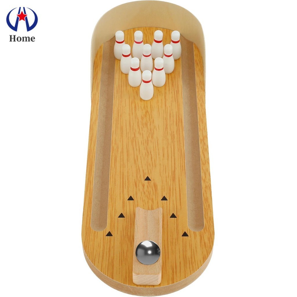 Mini Bowling Game Set Tabletop Wooden Bowling Set Desktop Stress