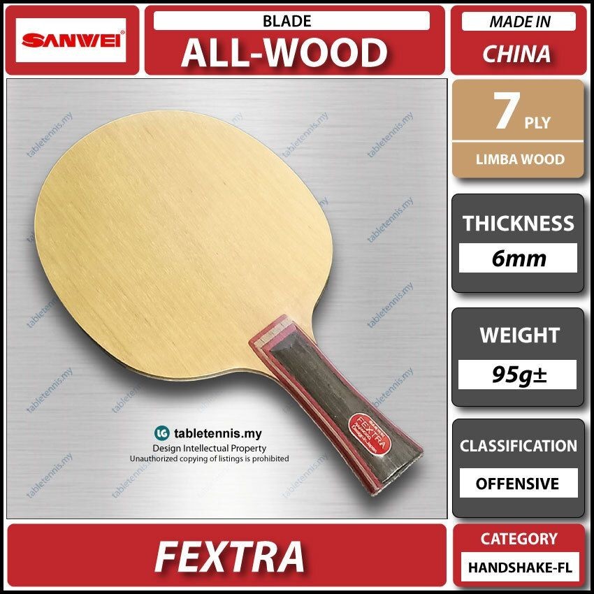 Sanwei Blade Fextra Fl All Wood Table Tennis Blade Paddle Racket Ping