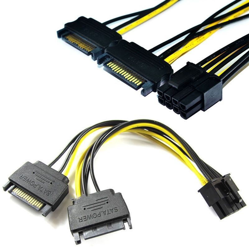 New Dual Pin Sata Male To Pcie Pin Male Video Card Power Cable