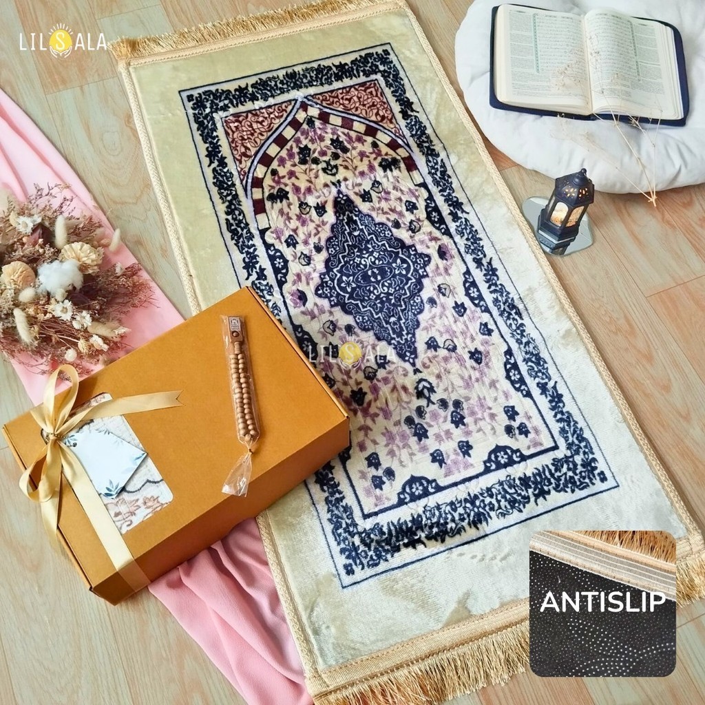 Bkairamidi Prayer Mat Premium Thick Antislip Gold Tassel Ramadan