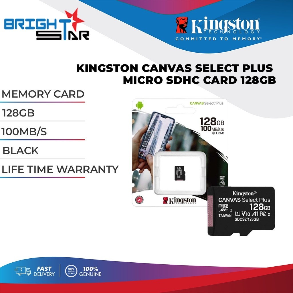 KINGSTON CANVAS SELECT PLUS MICRO SDHC CARD 32GB 64GB 128GB