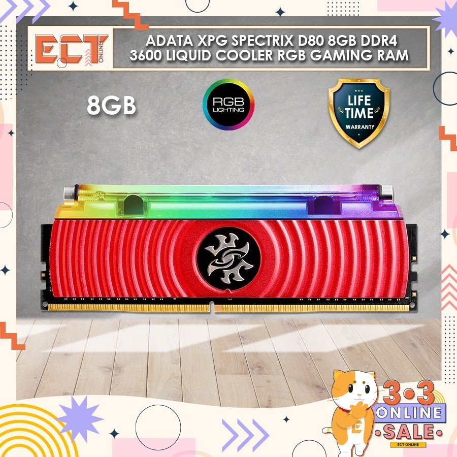 ADATA XPG SPECTRIX D80 8GB DDR4 3600 Liquid Cooling Memory RGB Gaming