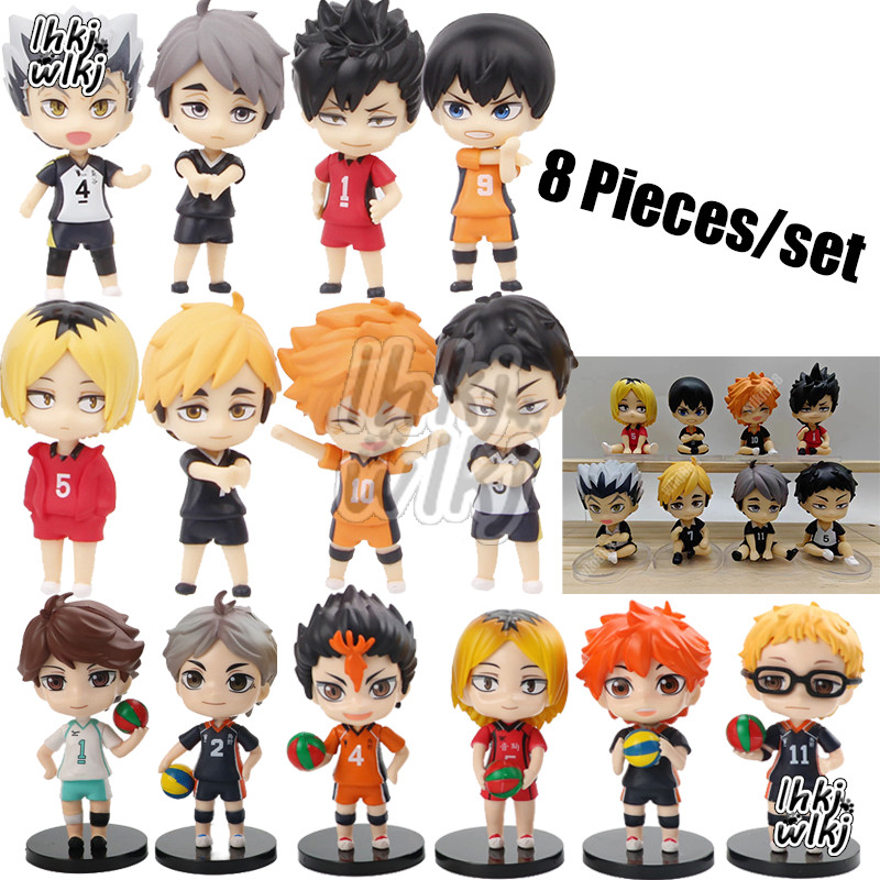 8 Pieces Set Haikyuu Action Figure Tobio Kageyama Shoyo Hinata Daichi