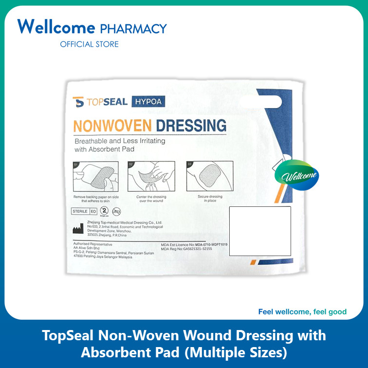 TopSeal HYPOA Non Woven Wound Dressing With Absorbent Pad 6cm X 7cm