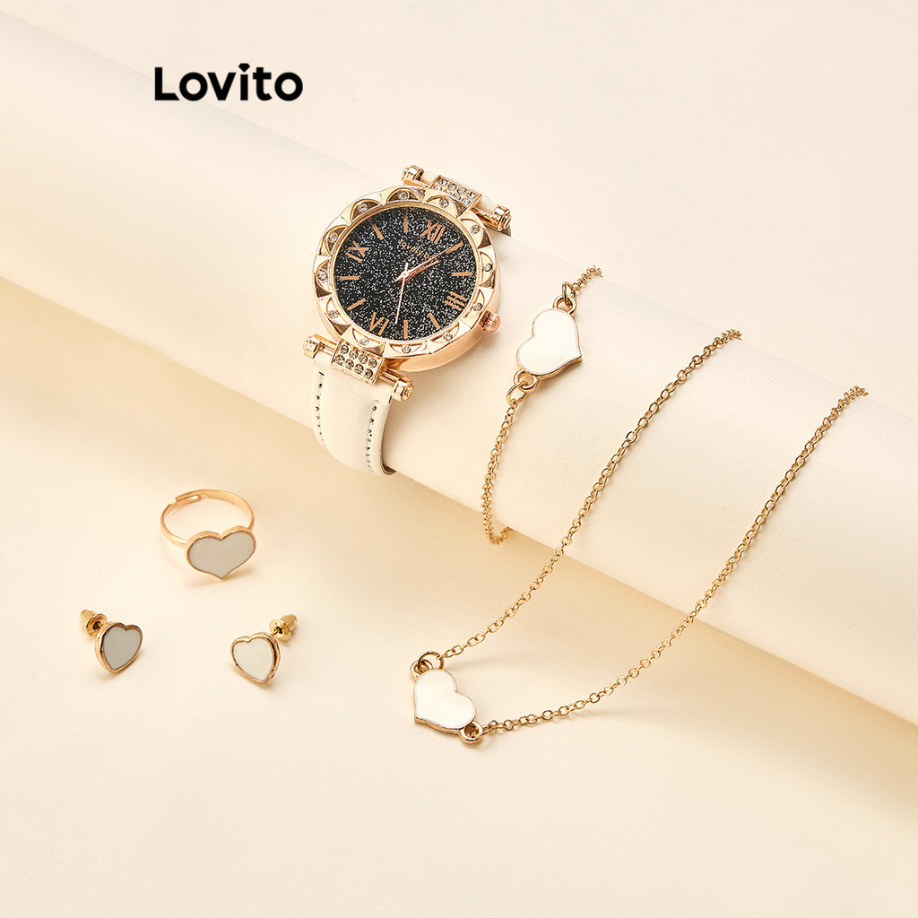 Lovito Classy Heartshape Heart Rhinestone Quartz Watch For Women