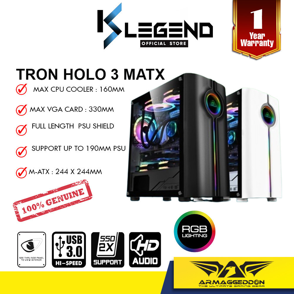 Armaggeddon Tron Holo 3 MATX PC RGB Gaming Case Shopee Malaysia