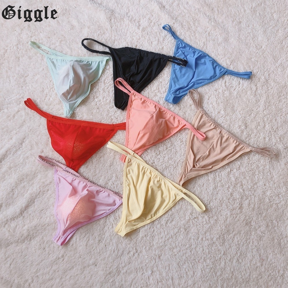 GIGSexy Men Ice Silk Sheer Pouch G String Bikini Briefs Thongs