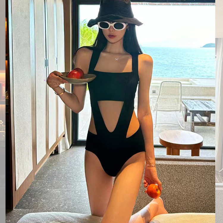 One Piece Hollow Swimsuit Bikini Blackless Sexy Women Swimsuit Bikini