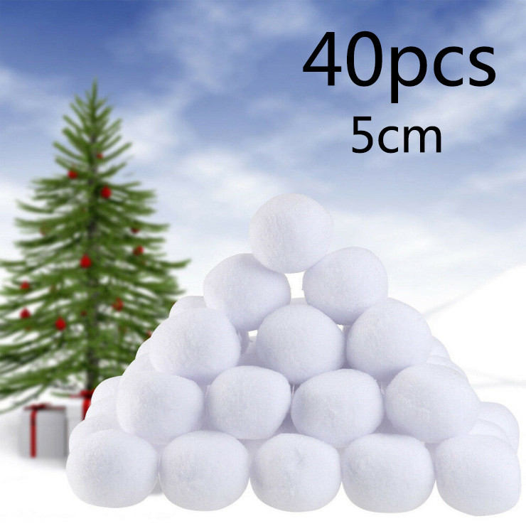 40PC CHRISTMAS FAKE SNOWBALLS XMAS SNOW BALL FIGHT TREE PLUSH THROWING