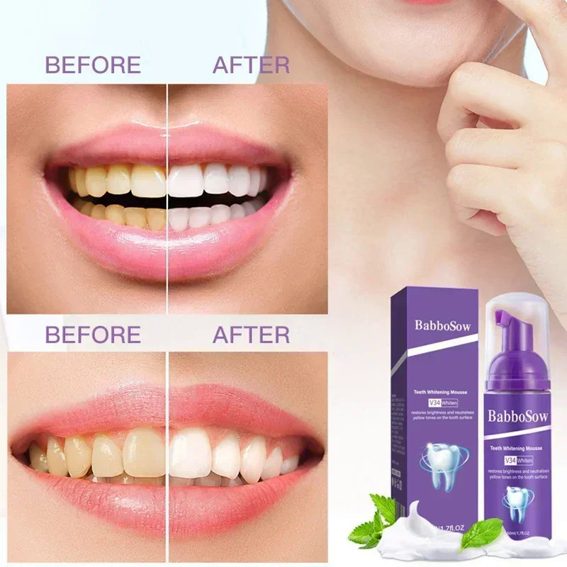 New 50ml Toothpaste Mousse V34 Teeth Cleaning Whitening Toothpaste