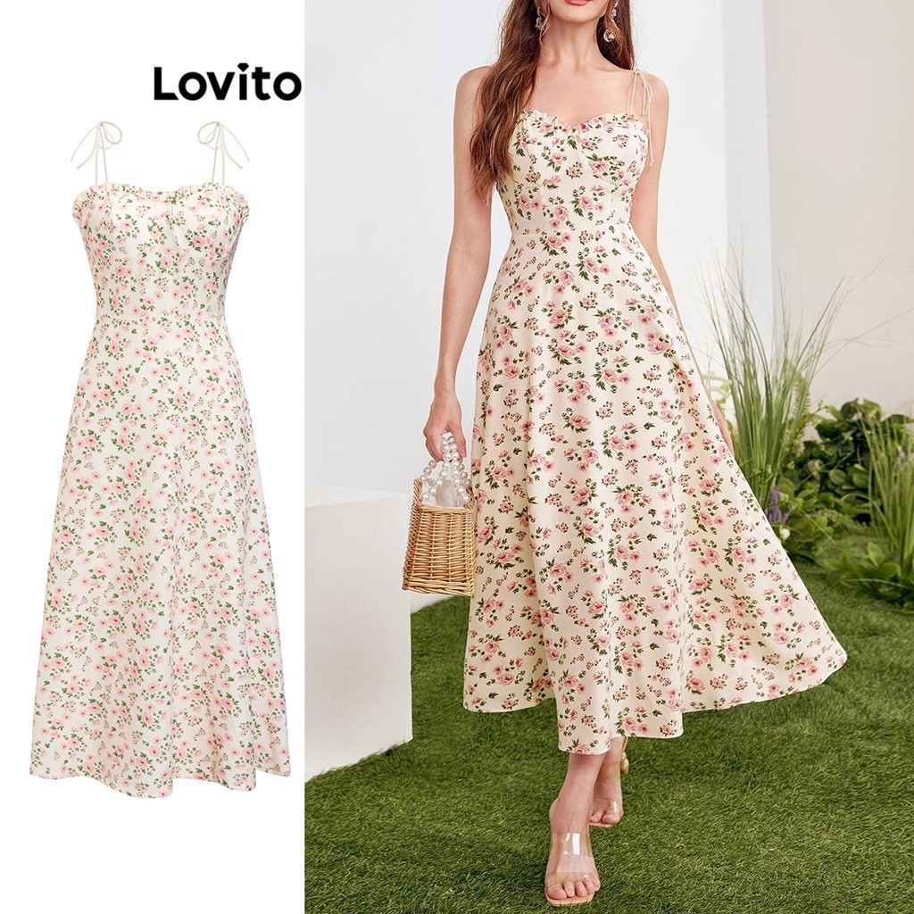 Lovito Boho Ditsy Floral Pattern Dress For Women L71ED281 Multi Color