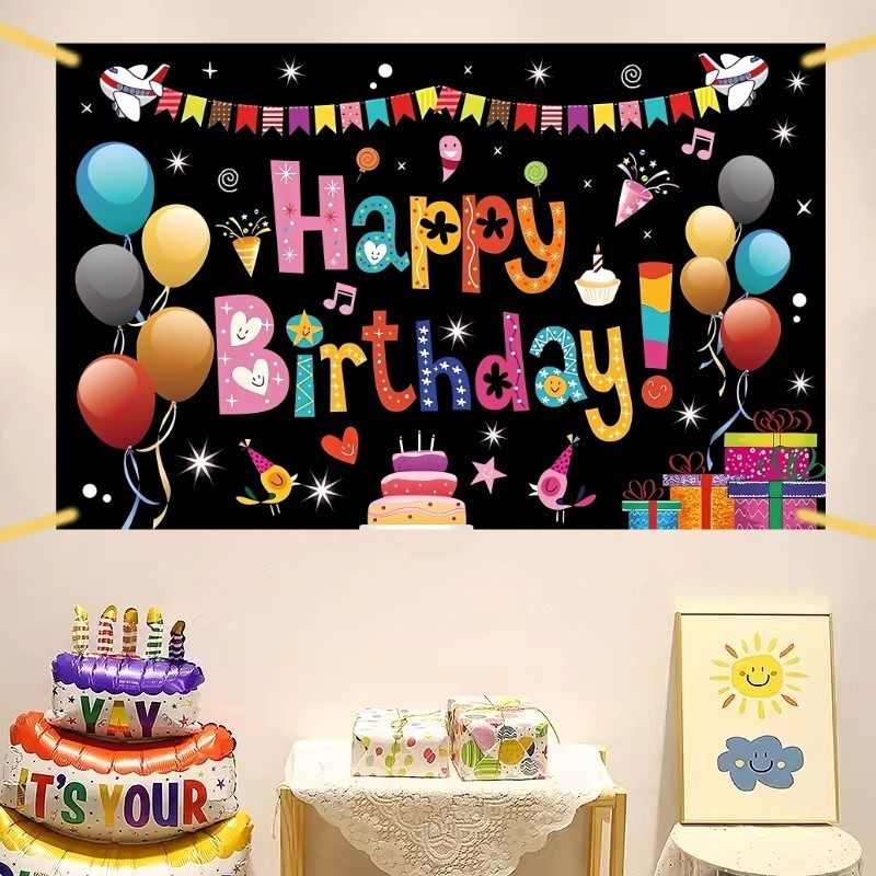 Happy Birthday Backdrop Decoration Cloth Birthday Banner Background