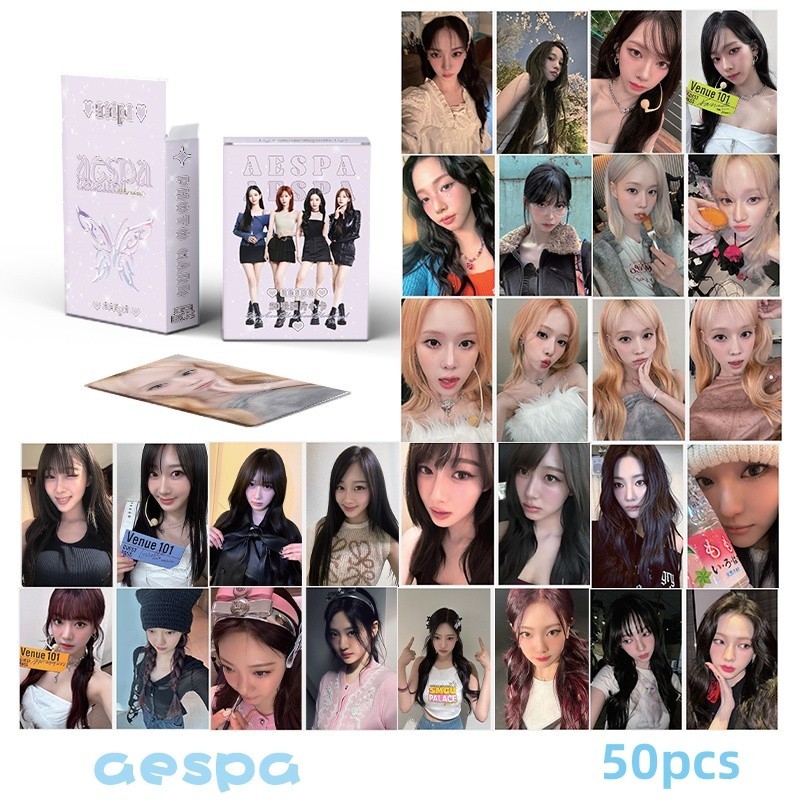 Pcs Box Aespa Photocards Laser Hologram Holographic Lomo Cards