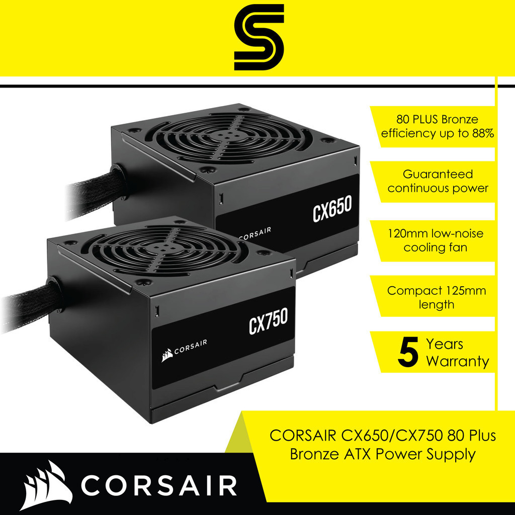 CORSAIR CX Series CX650 CX750 80 PLUS Bronze ATX Power Supply Shopee