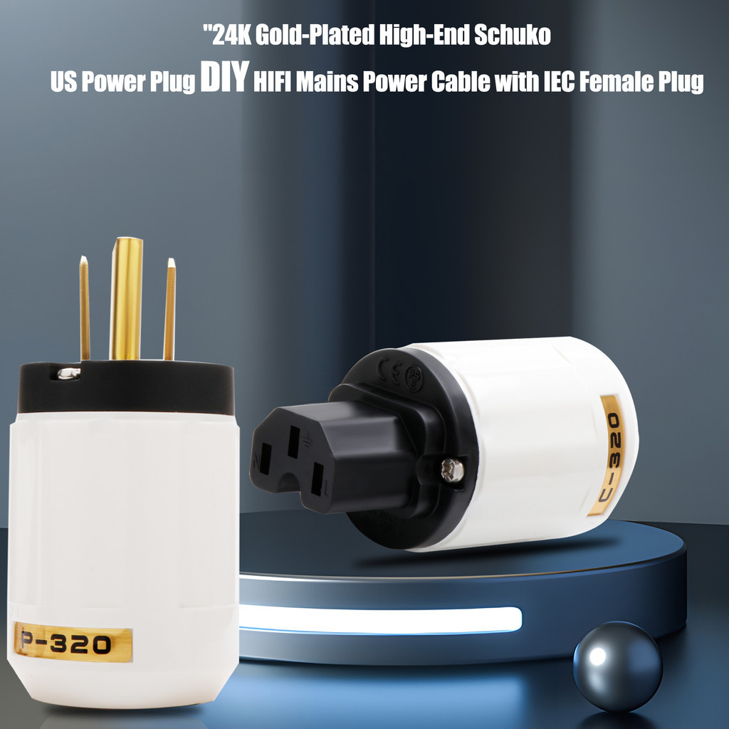 Pair P 320E Gold Plated EU Schuko US Power Plug C 320 IEC Connector