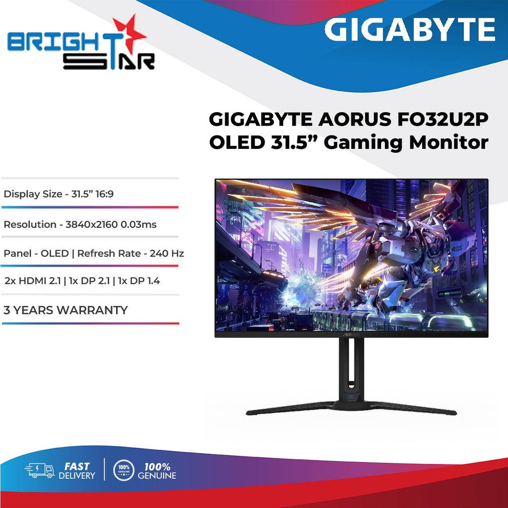 GIGABYTE AORUS FO32U2P 31 5 OLED 4K Gaming Monitor 240Hz 0 03ms 2x